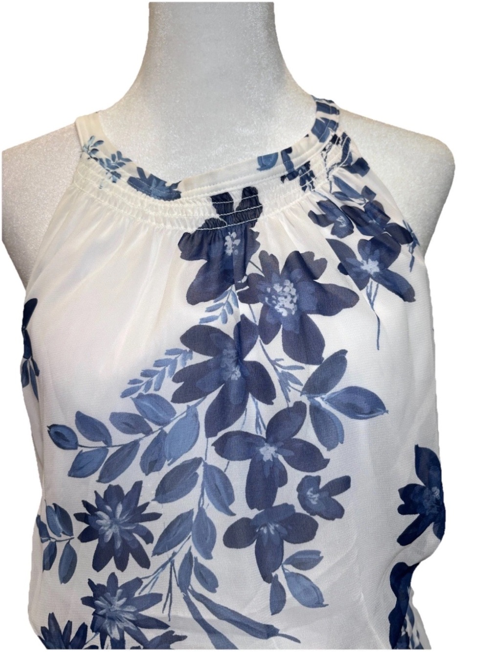 Nine West Blue White Floral Maxi Dress Size 10 Halter Summer - Picture 5 of 6